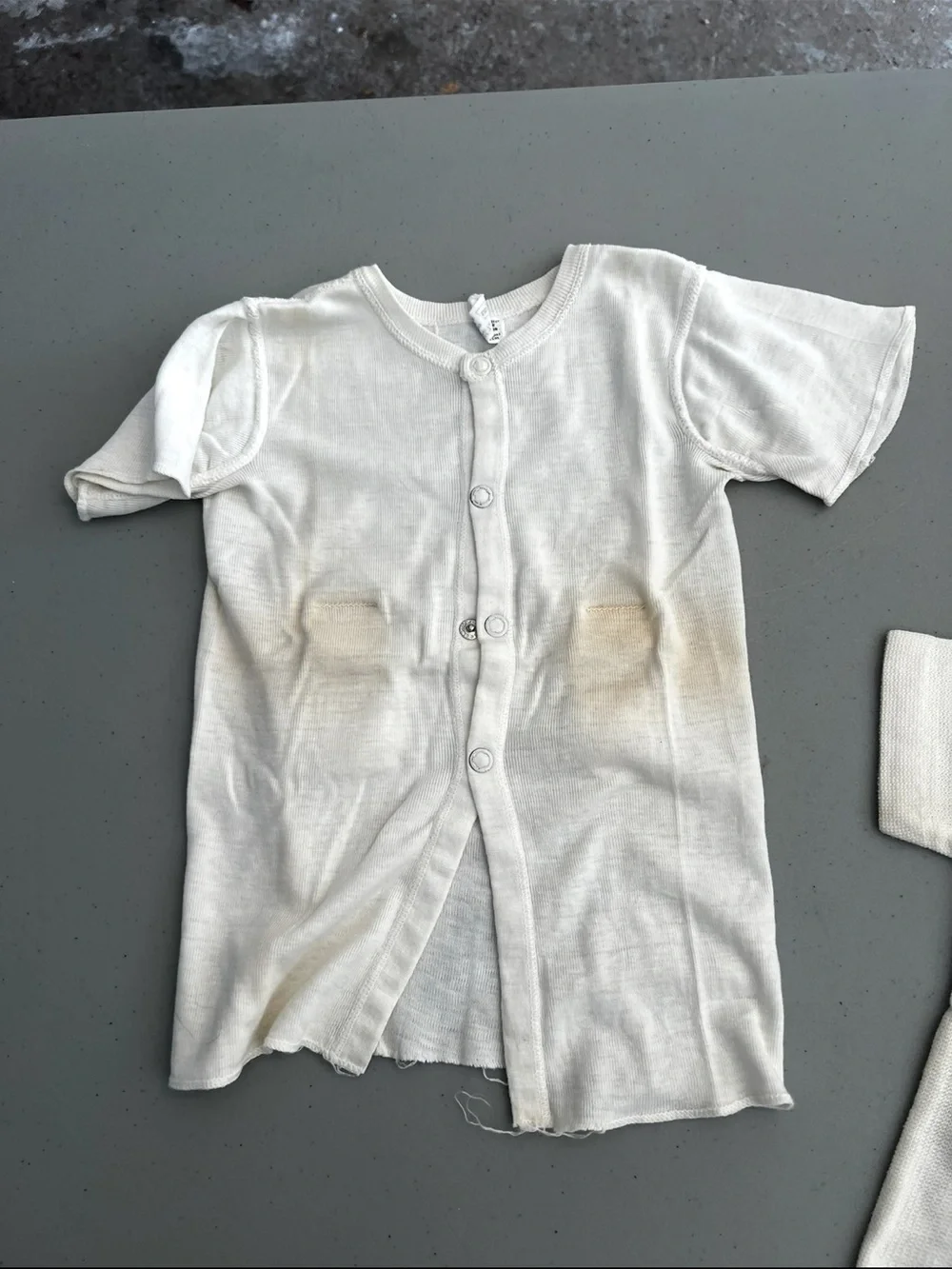 Sears Sage Green Kids Footie Romper with Puppy Applique